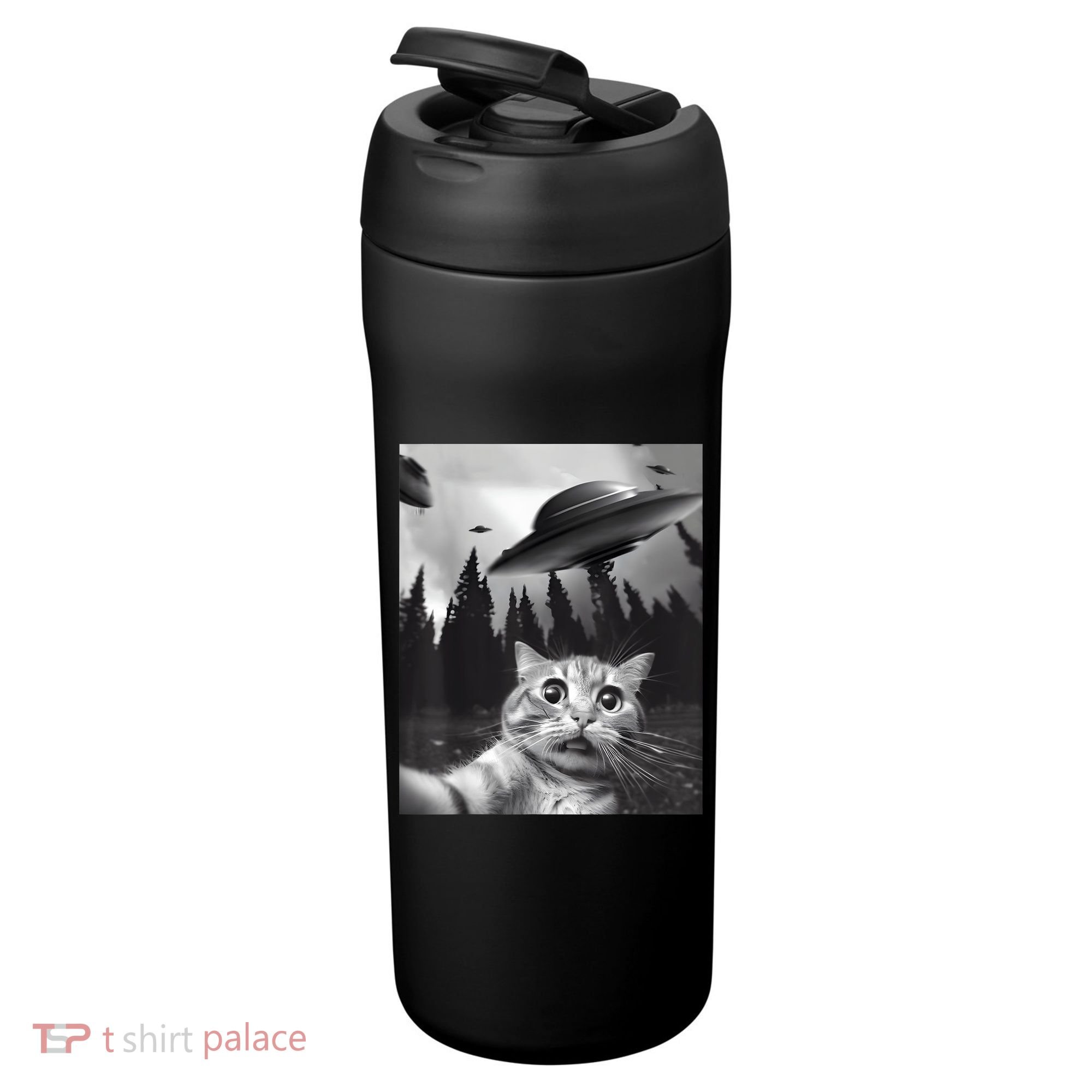 Alien UFO Funny Cat Selfie 24oz Duet Stainless Steel Tumbler