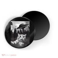 Alien UFO Funny Cat Selfie Magnet thumb 0