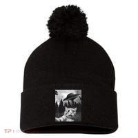 Alien UFO Funny Cat Selfie Pom Pom 12in Knit Beanie thumb 0