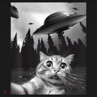 Alien UFO Funny Cat Selfie Tie-Dye Long Sleeve Shirt thumb 2