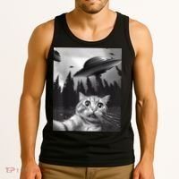 Alien UFO Funny Cat Selfie Tank Top thumb 3