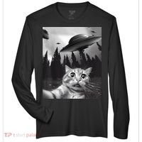 Alien UFO Funny Cat Selfie Zone Performance Long-Sleeve T-Shirt thumb 0