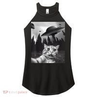 Alien UFO Funny Cat Selfie Women's Perfect Tri Rocker Tank thumb 0