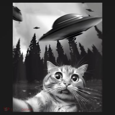 Alien UFO Funny Cat Selfie Women's T-Shirt