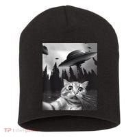 Alien UFO Funny Cat Selfie Short Acrylic Beanie thumb 0