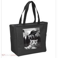 Alien UFO Funny Cat Selfie Tote Bag thumb 2