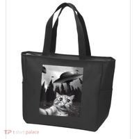 Alien UFO Funny Cat Selfie Tote Bag thumb 3