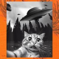 Alien UFO Funny Cat Selfie Kati Licensed 12" Camo Cuffed Beanie thumb 2