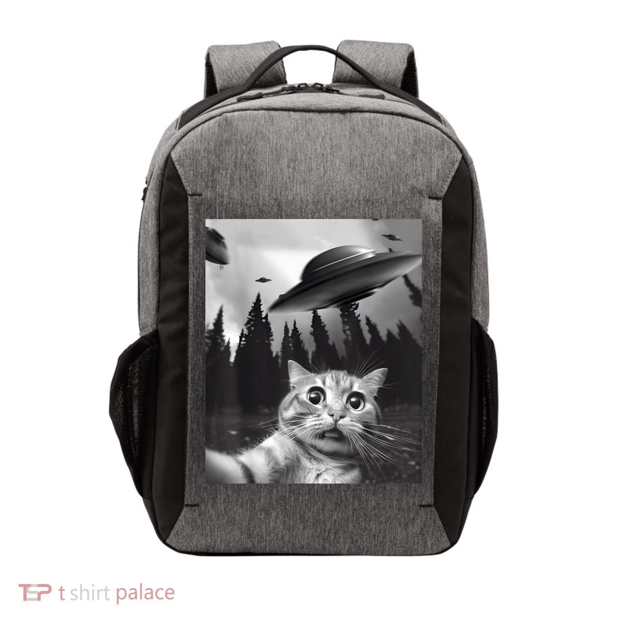Alien UFO Funny Cat Selfie Vector Backpack