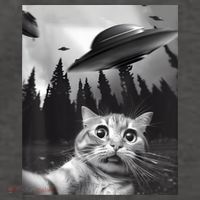 Alien UFO Funny Cat Selfie Vector Backpack thumb 2