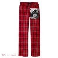 Alien UFO Funny Cat Selfie Men's Flannel Plaid Pajama Pants thumb 0