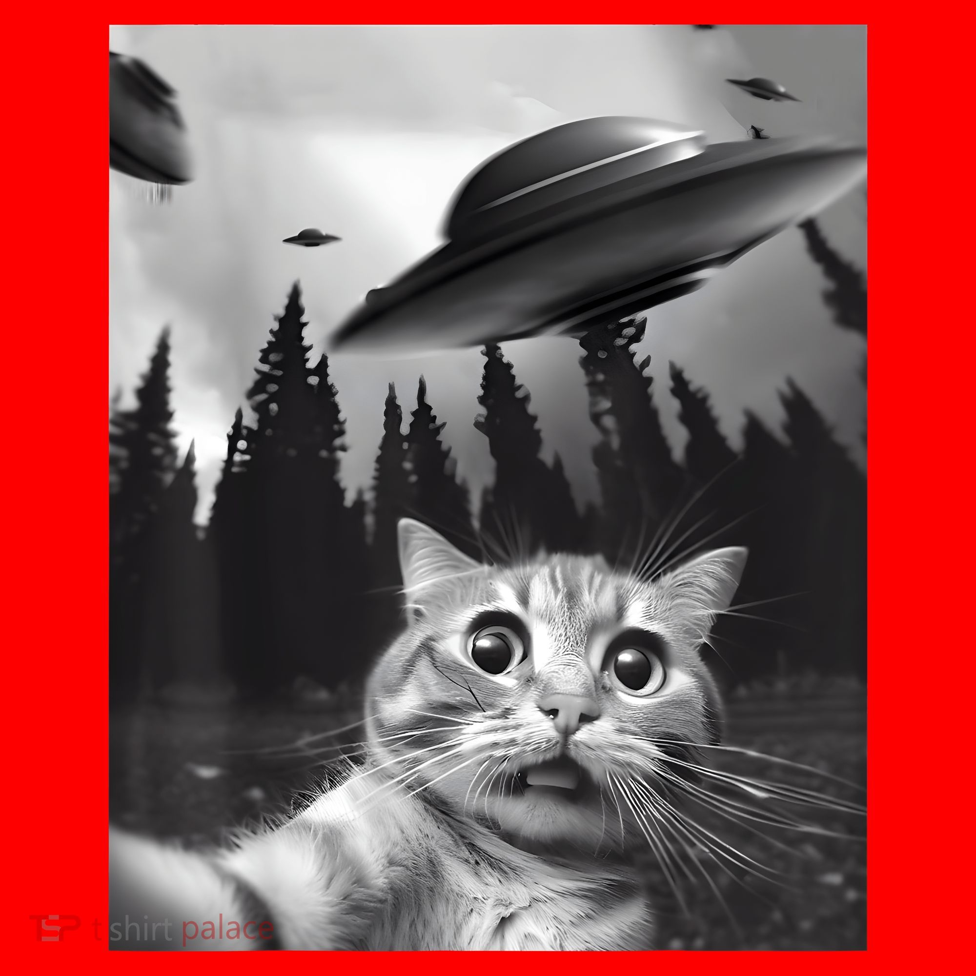 Alien UFO Funny Cat Selfie Santa Hat