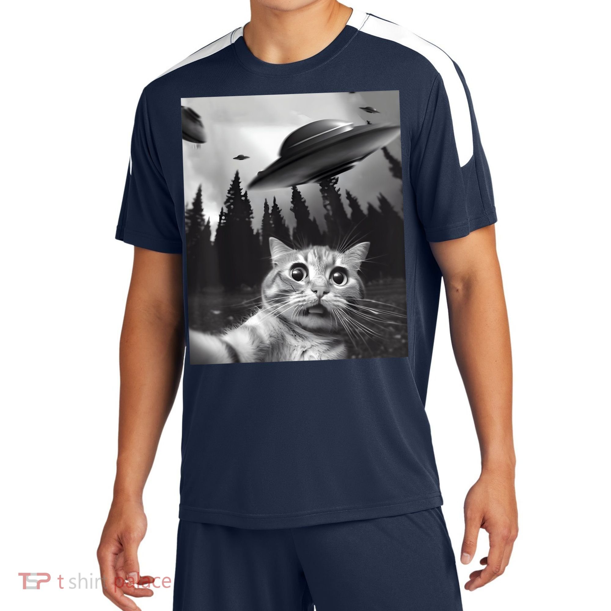 Alien UFO Funny Cat Selfie Sport-Tek Competitor United Soccer Jersey