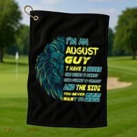 August Birthday Guy Has 3 Sides Sweet Funny Crazy  Golf Towel thumb 1
