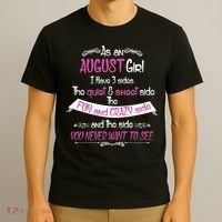 August Girl Sweet But Crazy Funny Birthday T-Shirt thumb 3