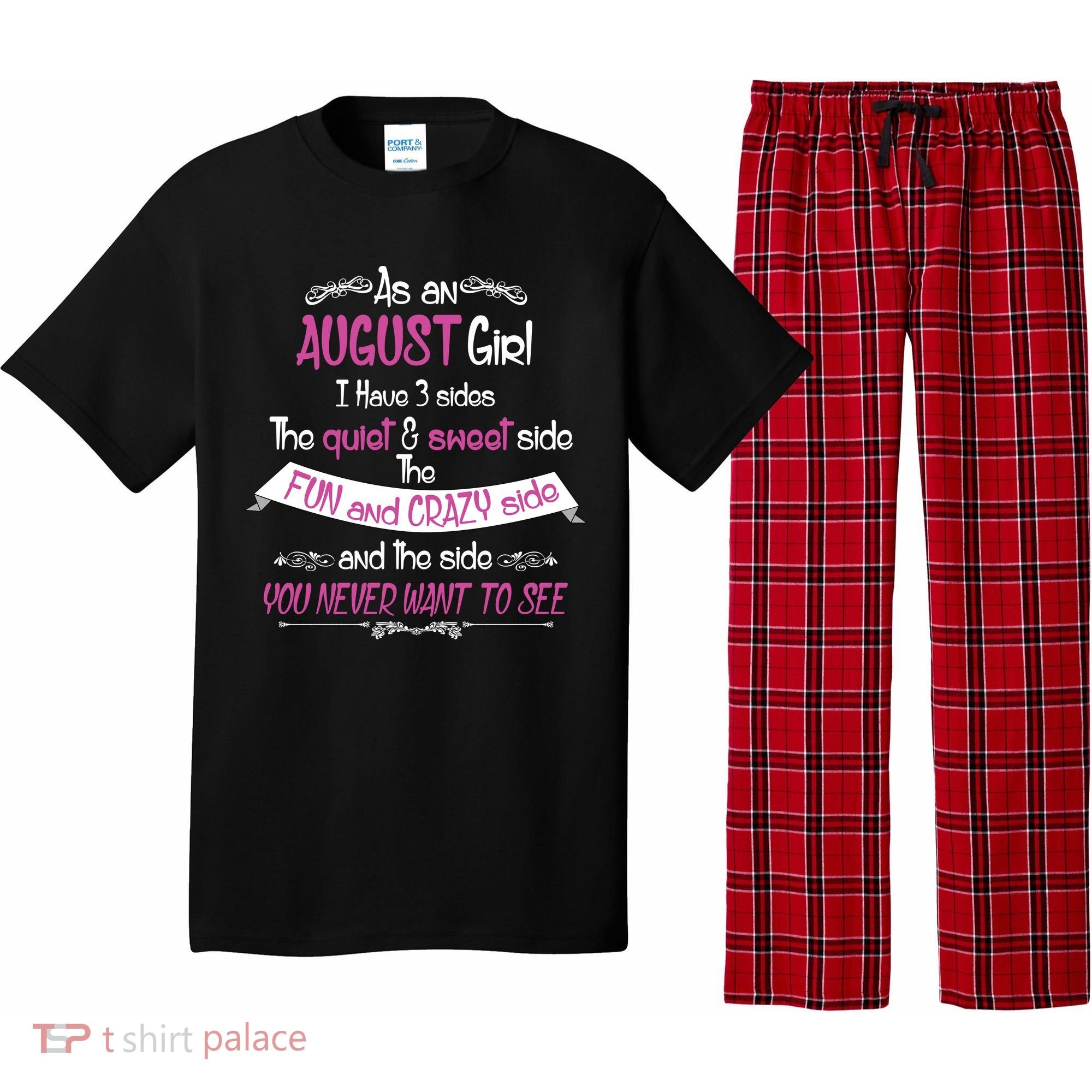 August Girl Sweet But Crazy Funny Birthday Pajama Set