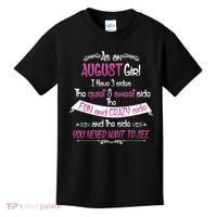 August Girl Sweet But Crazy Funny Birthday Kids T-Shirt thumb 0