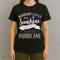 August Girls Are Sunshine Mixed With Hurricane T-Shirt thumb 4