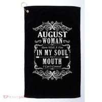 August Woman Funny Birthday Golf Towel thumb 0