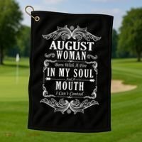 August Woman Funny Birthday Golf Towel thumb 1