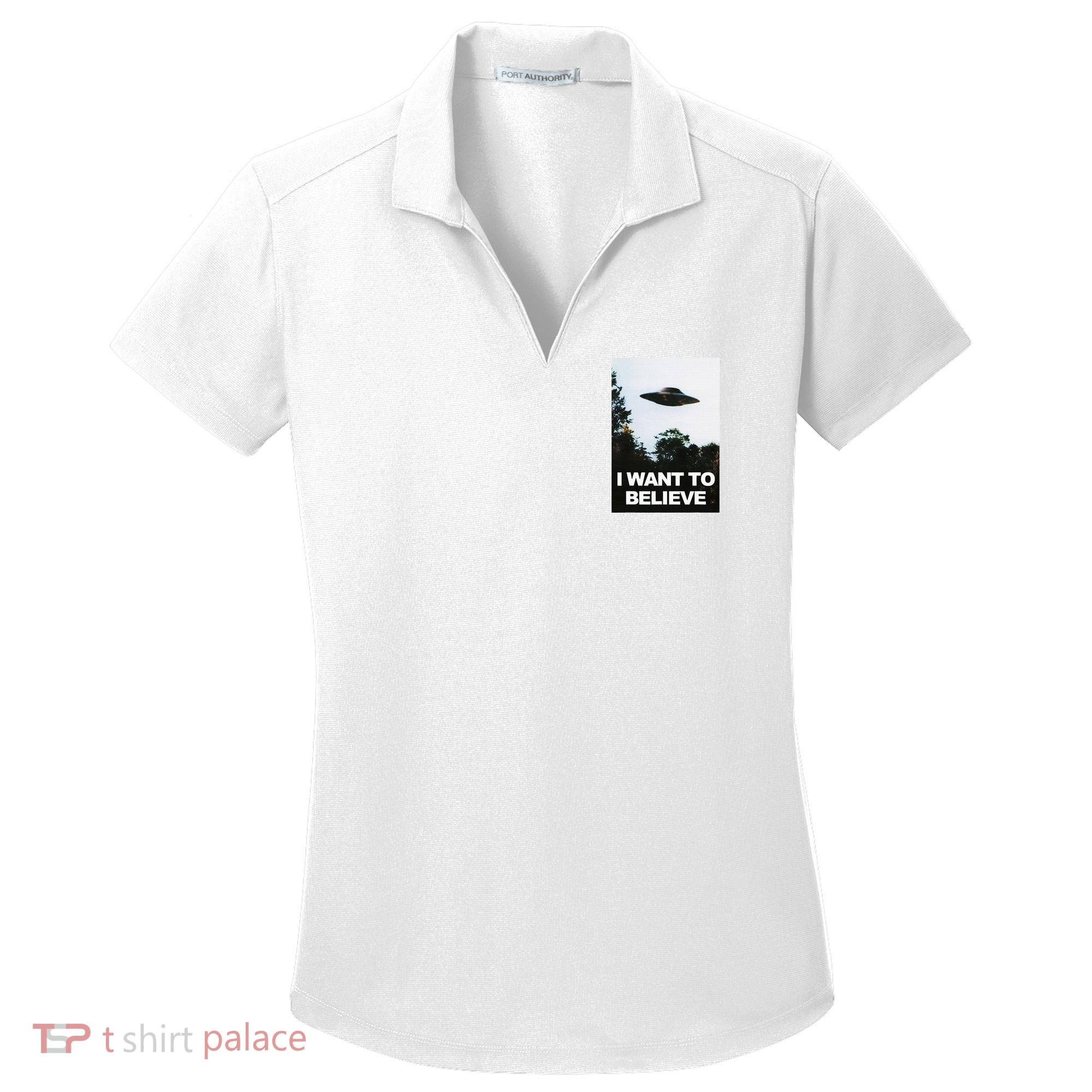 Alien Ufo Hunter I Want To Believe Women's Dry Zone Grid Polo
