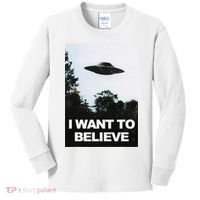 Alien Ufo Hunter I Want To Believe Kids Long Sleeve Shirt thumb 0
