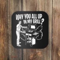 All Up In My Grill Barbecue BBQ Smoker Father's Day Coaster thumb 0