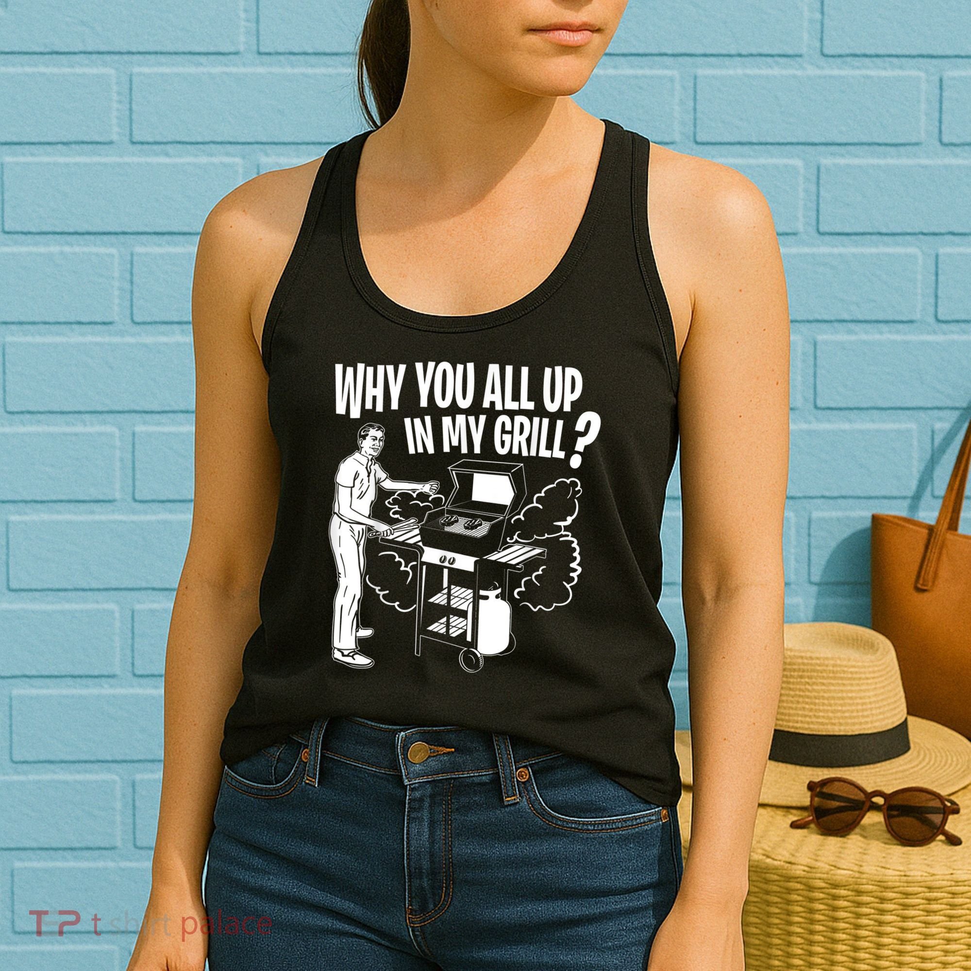 All Up In My Grill Barbecue BBQ Smoker Father's Day Women's Tank Top