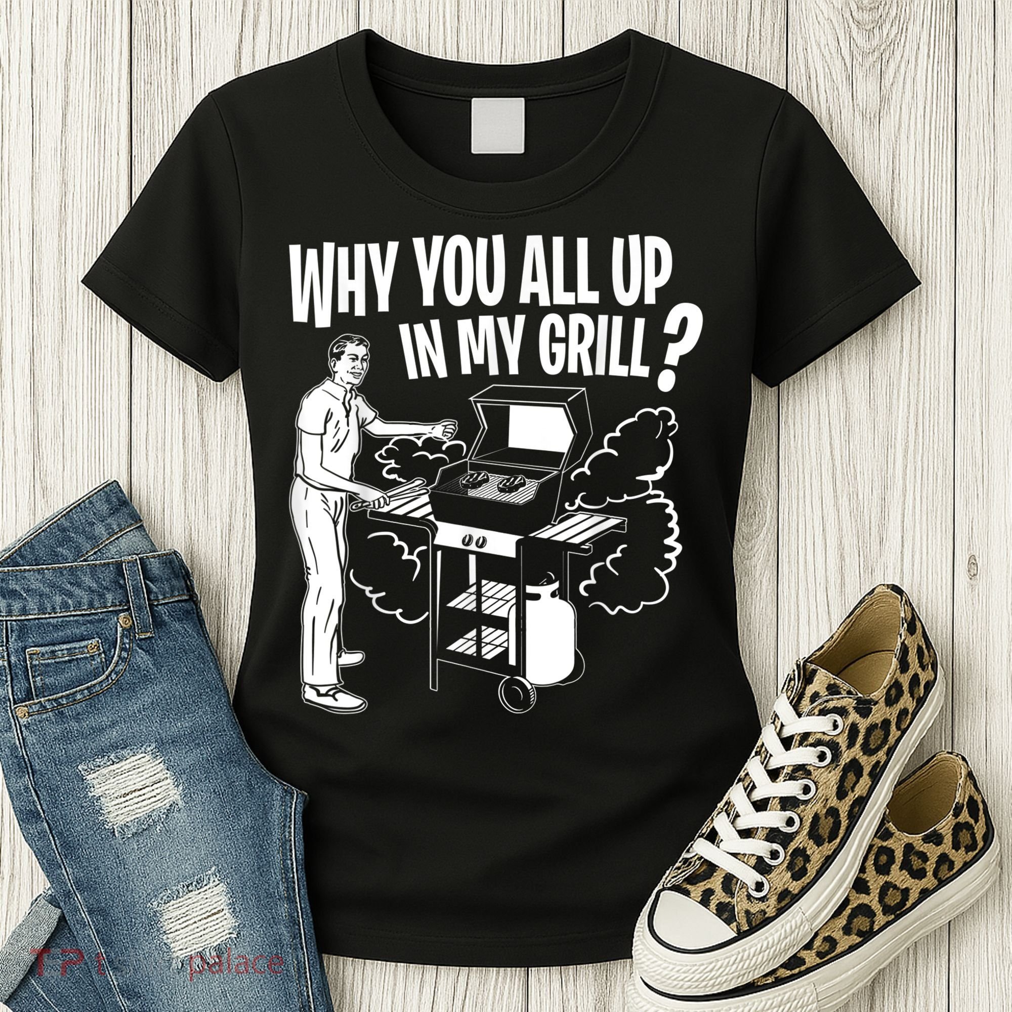 All Up In My Grill Barbecue BBQ Smoker Father's Day Women's T-Shirt
