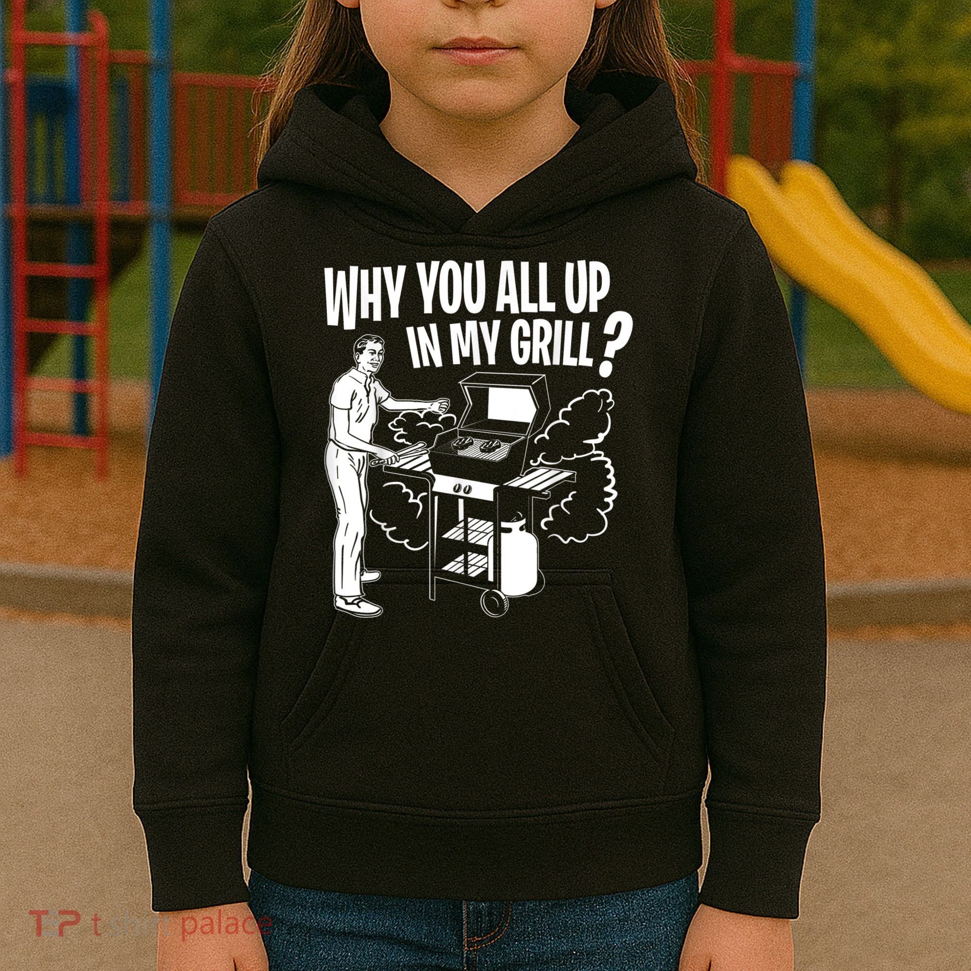 All Up In My Grill Barbecue BBQ Smoker Father's Day Kids Hoodie
