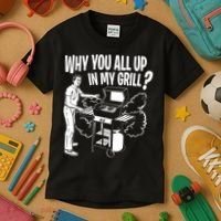 All Up In My Grill Barbecue BBQ Smoker Father's Day Kids T-Shirt thumb 3