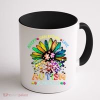 Accept Understand Love Autism Awareness Sunflower Puzzle Pieces Coffee Mug thumb 1