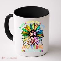 Accept Understand Love Autism Awareness Sunflower Puzzle Pieces Coffee Mug thumb 0