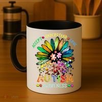 Accept Understand Love Autism Awareness Sunflower Puzzle Pieces Coffee Mug thumb 4