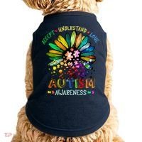 Accept Understand Love Autism Awareness Sunflower Puzzle Pieces Doggie Tank thumb 0
