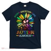 Accept Understand Love Autism Awareness Sunflower Puzzle Pieces T-Shirt thumb 0