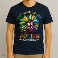 Accept Understand Love Autism Awareness Sunflower Puzzle Pieces T-Shirt thumb 3