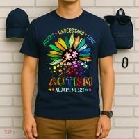 Accept Understand Love Autism Awareness Sunflower Puzzle Pieces T-Shirt thumb 6