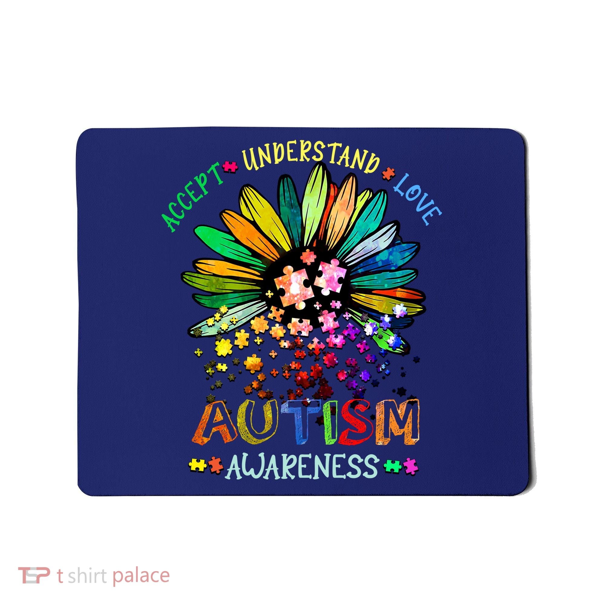 Accept Understand Love Autism Awareness Sunflower Puzzle Pieces Mousepad