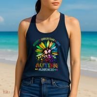 Accept Understand Love Autism Awareness Sunflower Puzzle Pieces Women's Tank Top thumb 2