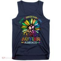 Accept Understand Love Autism Awareness Sunflower Puzzle Pieces Tank Top thumb 0