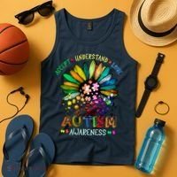 Accept Understand Love Autism Awareness Sunflower Puzzle Pieces Tank Top thumb 4