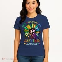 Accept Understand Love Autism Awareness Sunflower Puzzle Pieces Women's T-Shirt thumb 4