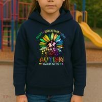 Accept Understand Love Autism Awareness Sunflower Puzzle Pieces Kids Hoodie thumb 3