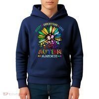 Accept Understand Love Autism Awareness Sunflower Puzzle Pieces Kids Hoodie thumb 4