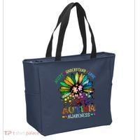 Accept Understand Love Autism Awareness Sunflower Puzzle Pieces Tote Bag thumb 2