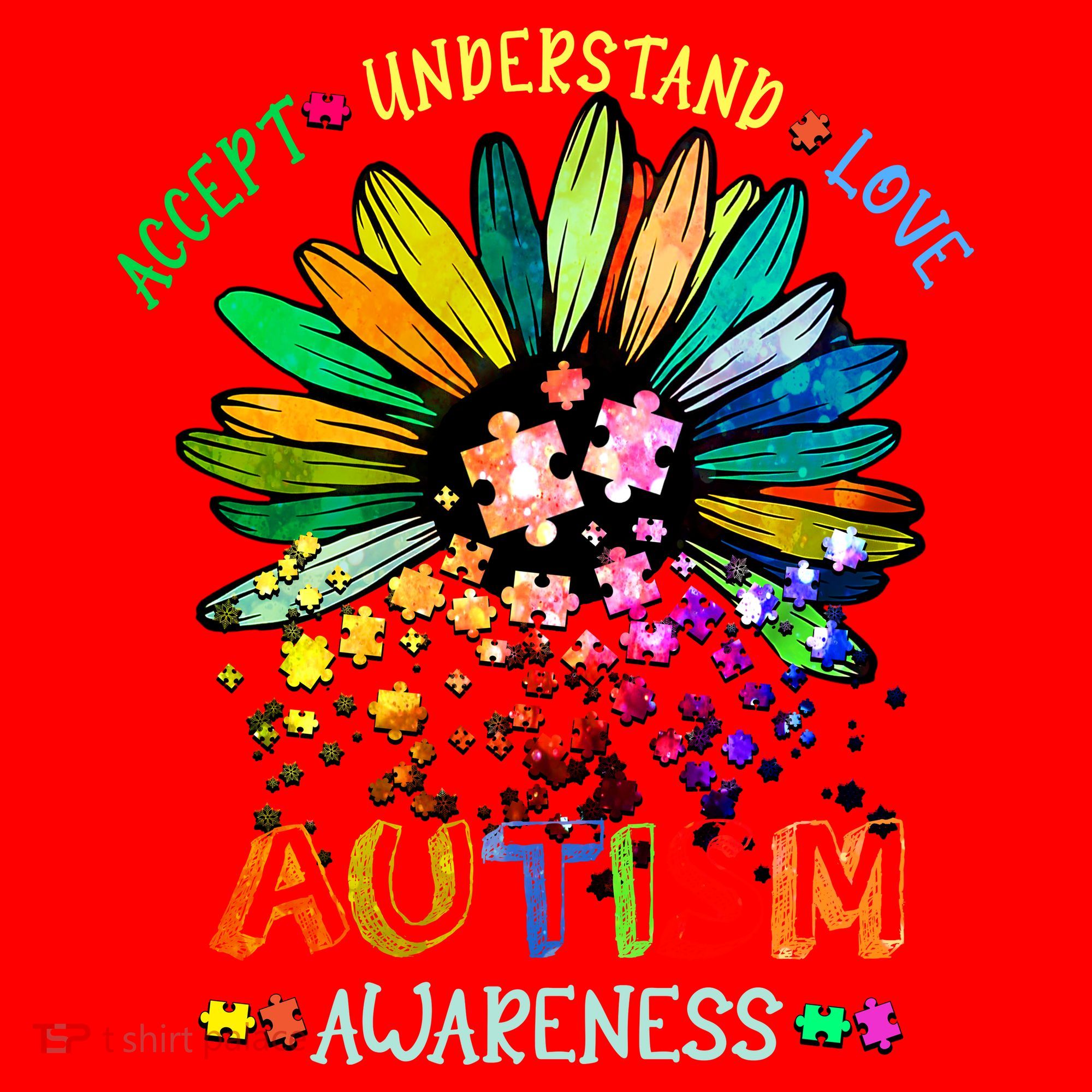 Accept Understand Love Autism Awareness Sunflower Puzzle Pieces Santa Hat
