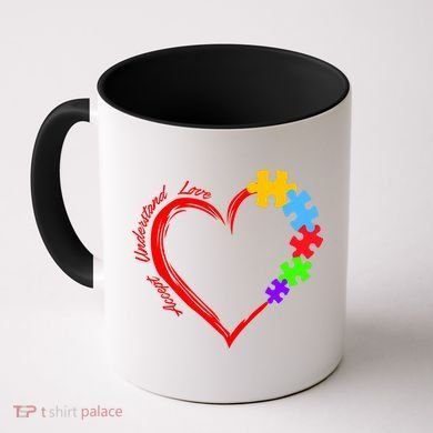 Accept Understand Love Autism Awareness Puzzle Heart Coffee Mug