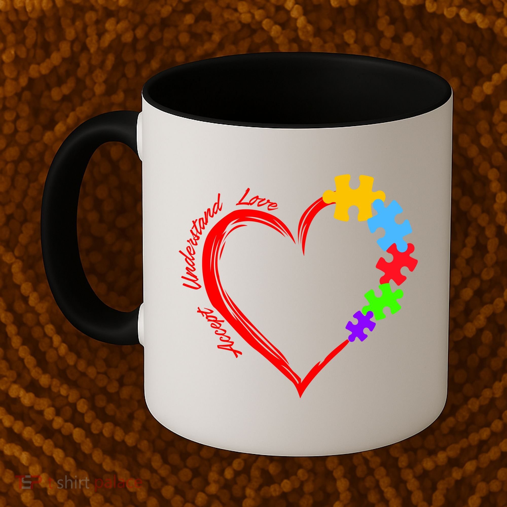 Accept Understand Love Autism Awareness Puzzle Heart Coffee Mug