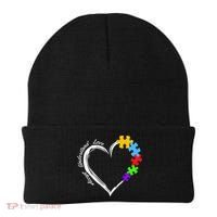 Accept Understand Love Autism Awareness Puzzle Heart Beanie thumb 0